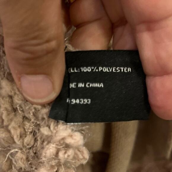 Altar’d State Teddy Drape Collar Cardigan Vest Medium Open Front Boho Soft Tan - Picture 6 of 8